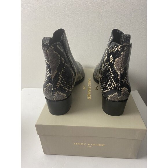 Marc Fisher Ltd Black White Snake Print Yale Chelsea Booties Boots Sz 8 NEW $199 - Picture 10 of 11